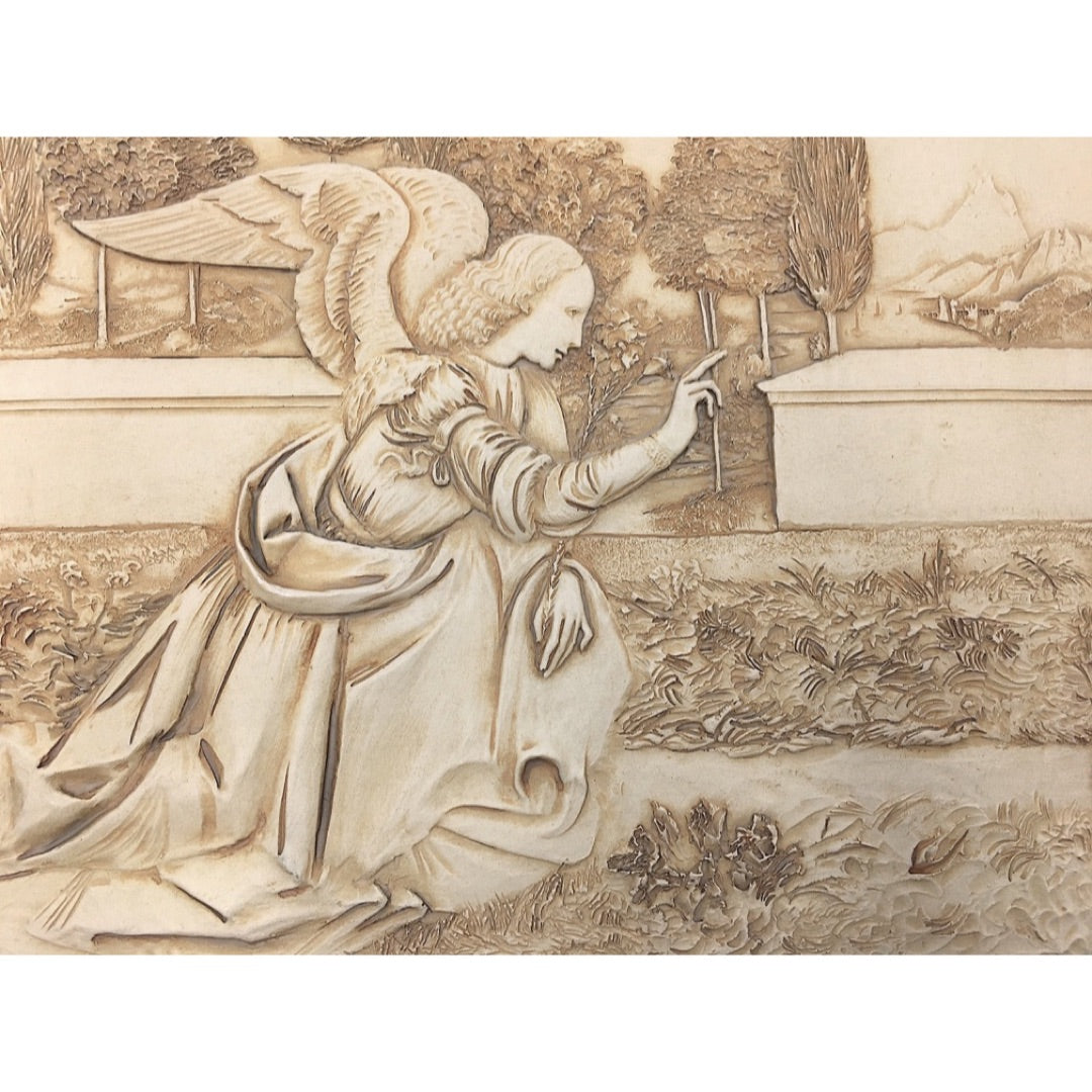 Annunciation Archangel Gabriel Kneels before Mary Christian Bible Wall Hanging by DaVinci 15.5W - Museumize.com