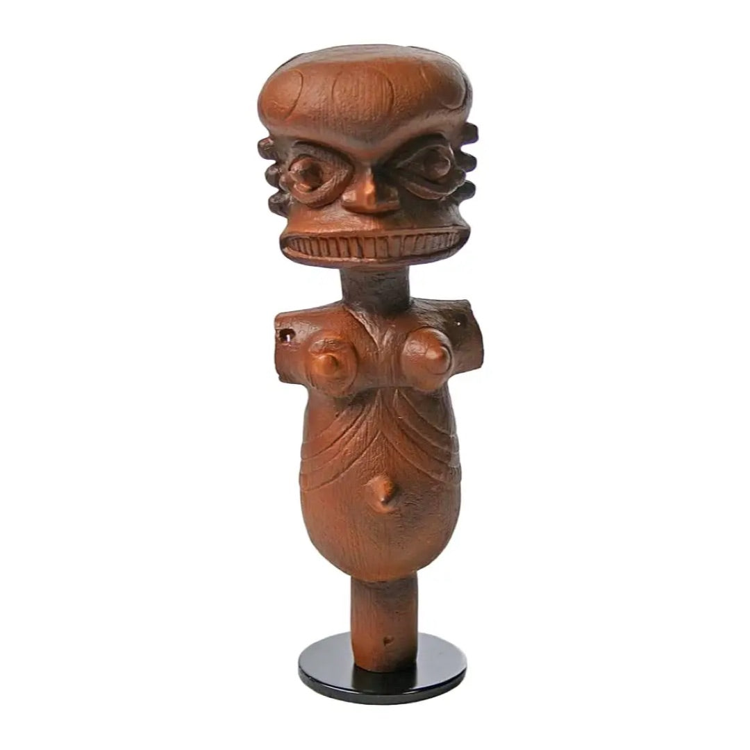 Eket Ibibio marionette statue front view, resin with wood-toned finish, Parastone African Collection AFR05, 5.5 in H