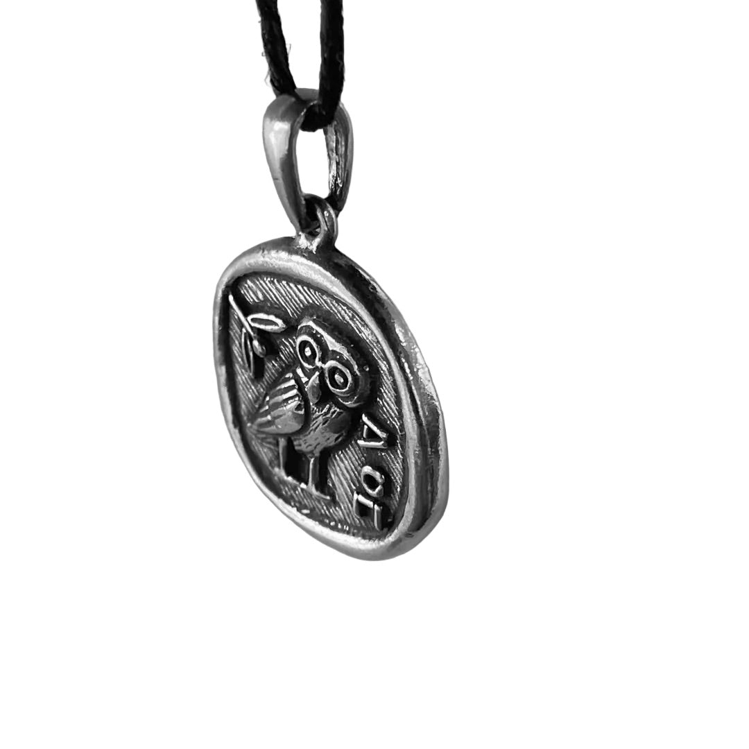 Athena Owl Coin Necklace - Greek Mythology Pendant