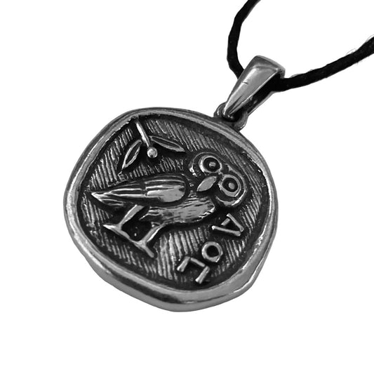 Athena Owl Coin Necklace - Greek Mythology Pendant