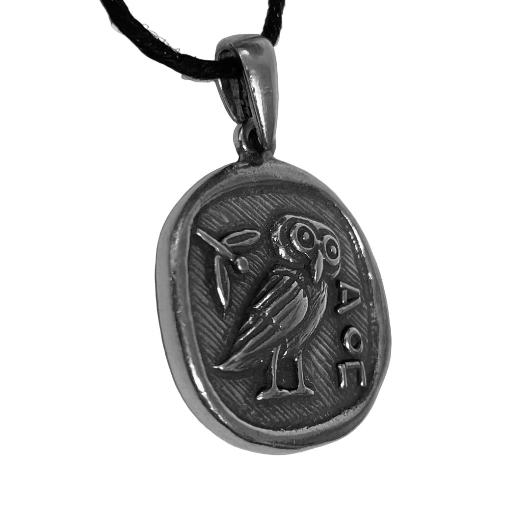 Athena Owl Coin Necklace - Greek Mythology Pendant