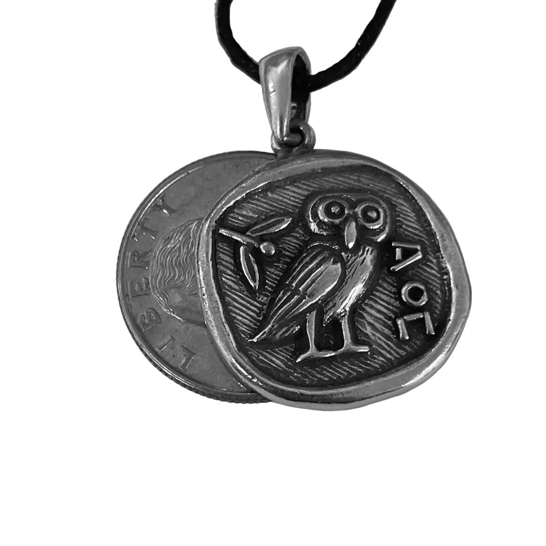 Athena Owl Coin Necklace - Greek Mythology Pendant