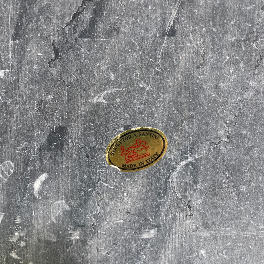 Statue – Warrior Holding Woman with Lion 16 in H Santini Bonded Marble Italy Attic No Returns - Museumize.com