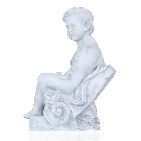 Classical Boy Sitting on Architecture Ledge Garden Statue 21H