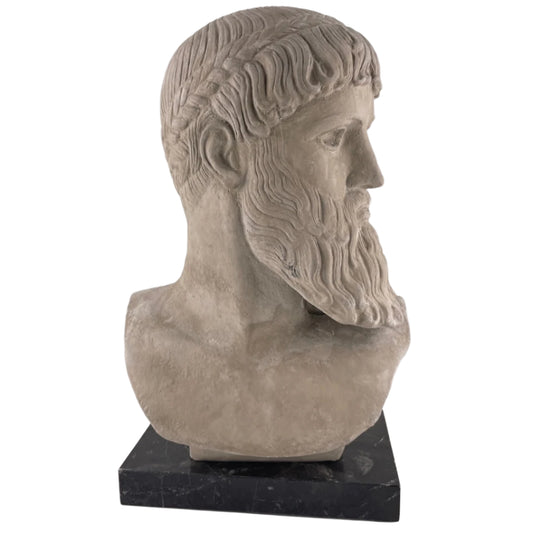 Statue - Greek Zeus of Artemision Head 9 x 6 x 3.5 in AS IS ATTIC no returns - Museumize.com