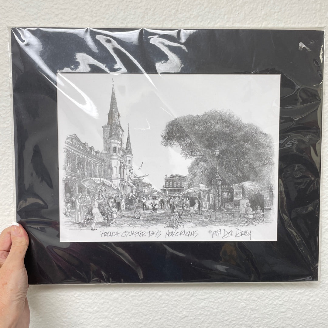 Print - French Quarter Days by Don Davey 1989 AS IS ATTIC no returns