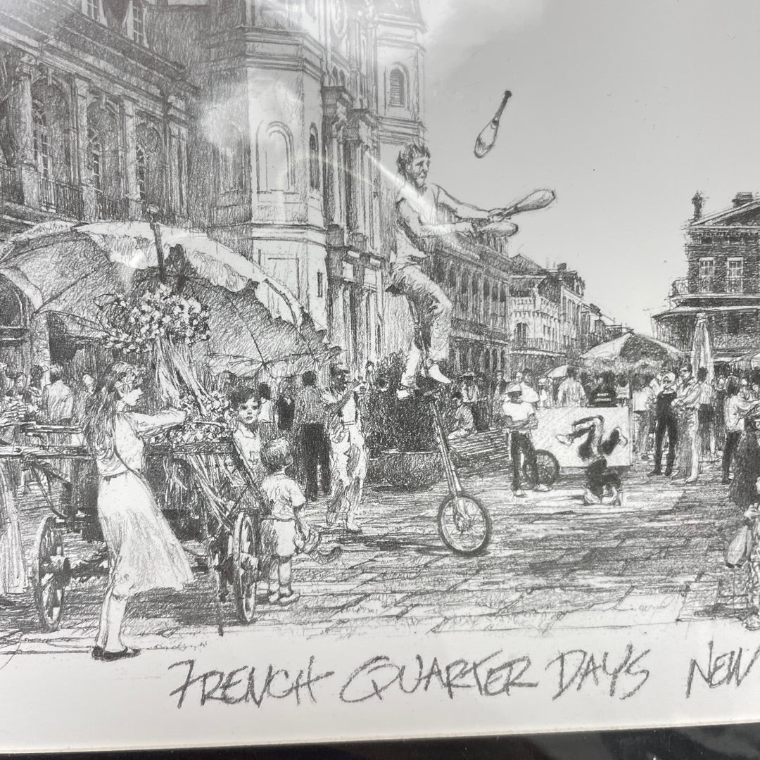 Print - French Quarter Days by Don Davey 1989 AS IS ATTIC no returns