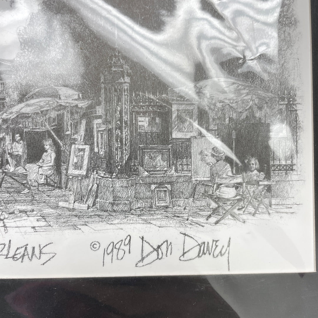 Print - French Quarter Days by Don Davey 1989 AS IS ATTIC no returns