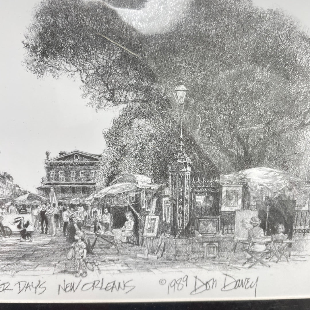 Print - French Quarter Days by Don Davey 1989 AS IS ATTIC no returns