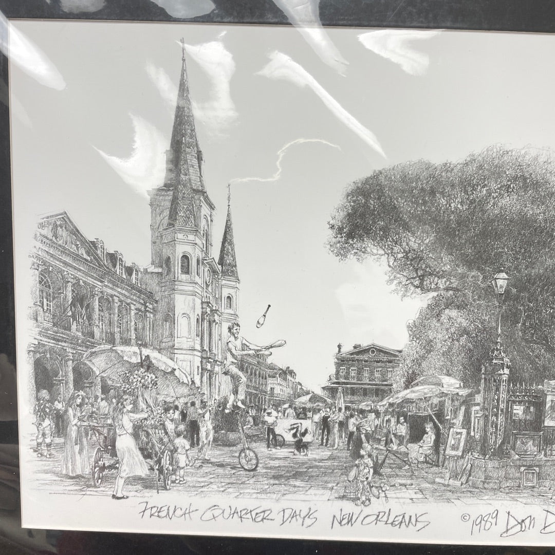 Print - French Quarter Days by Don Davey 1989 AS IS ATTIC no returns