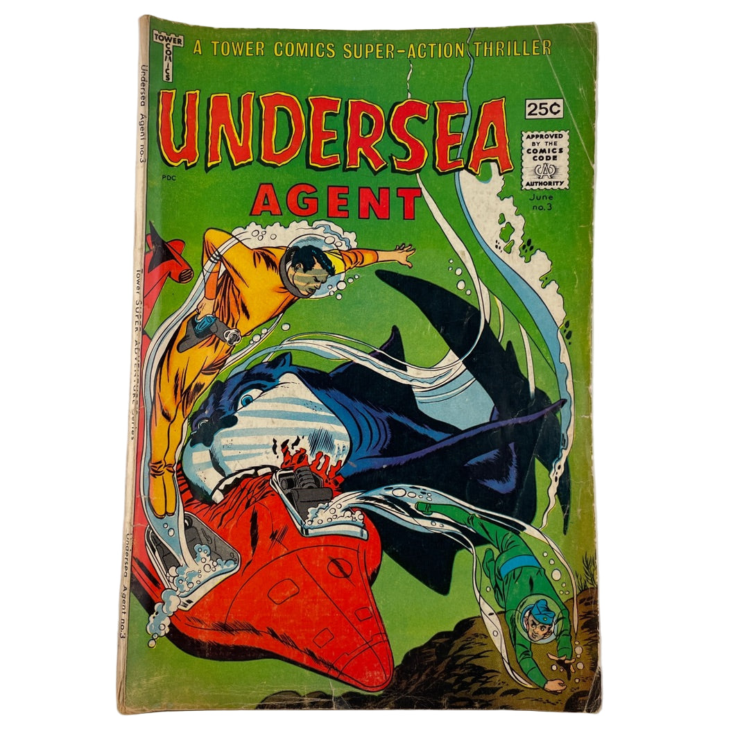 Vintage comic book cover titled 'Undersea Agent' with colorful artwork on a white background