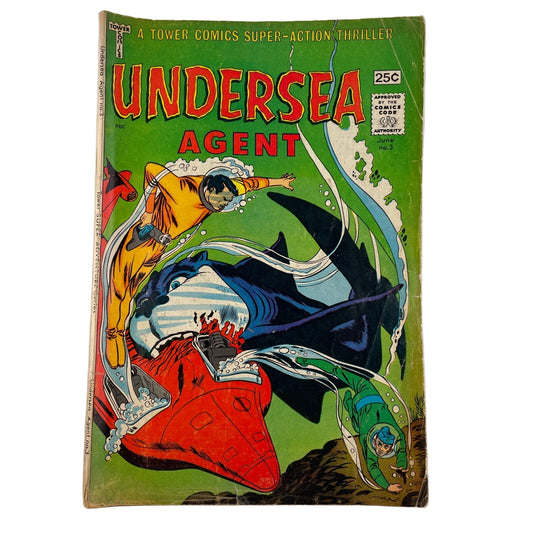 Vintage comic book cover titled 'Undersea Agent' with colorful artwork on a white background