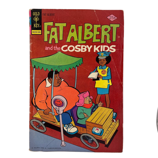 Vintage comic book cover featuring 'Fat Albert and the Cosby Kids' with a red background.