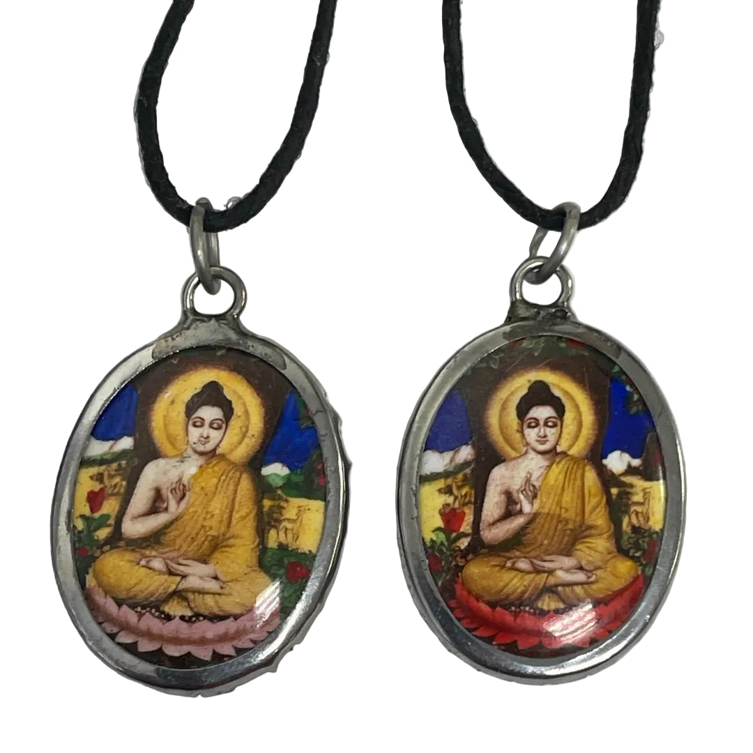 Buddha in Meditation Vipassana Ceramic Unisex Pendant Charm Necklace