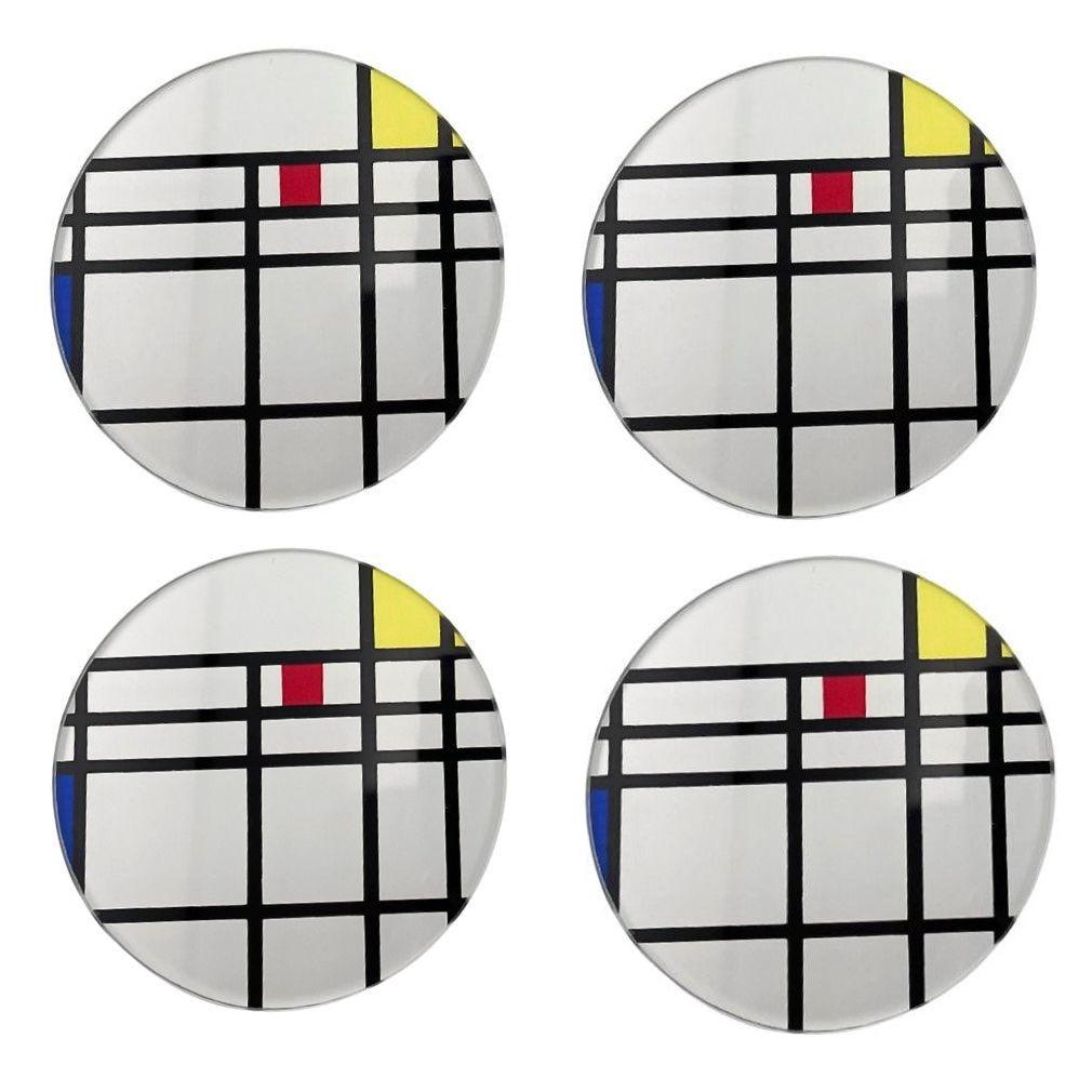 Mondrian Abstract Paintings Bar Drink Glass Coasters Set of 4, Assorted Styles - Museumize.com