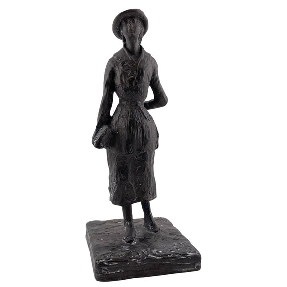 French Young School Girl Walking 19th Century Clothes Statue by Degas 7H attic as is, no returns