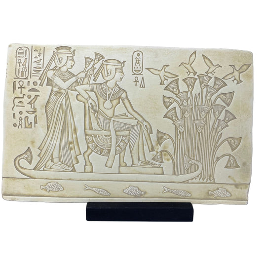 small egyptian desk art pharaoh and queen on raft