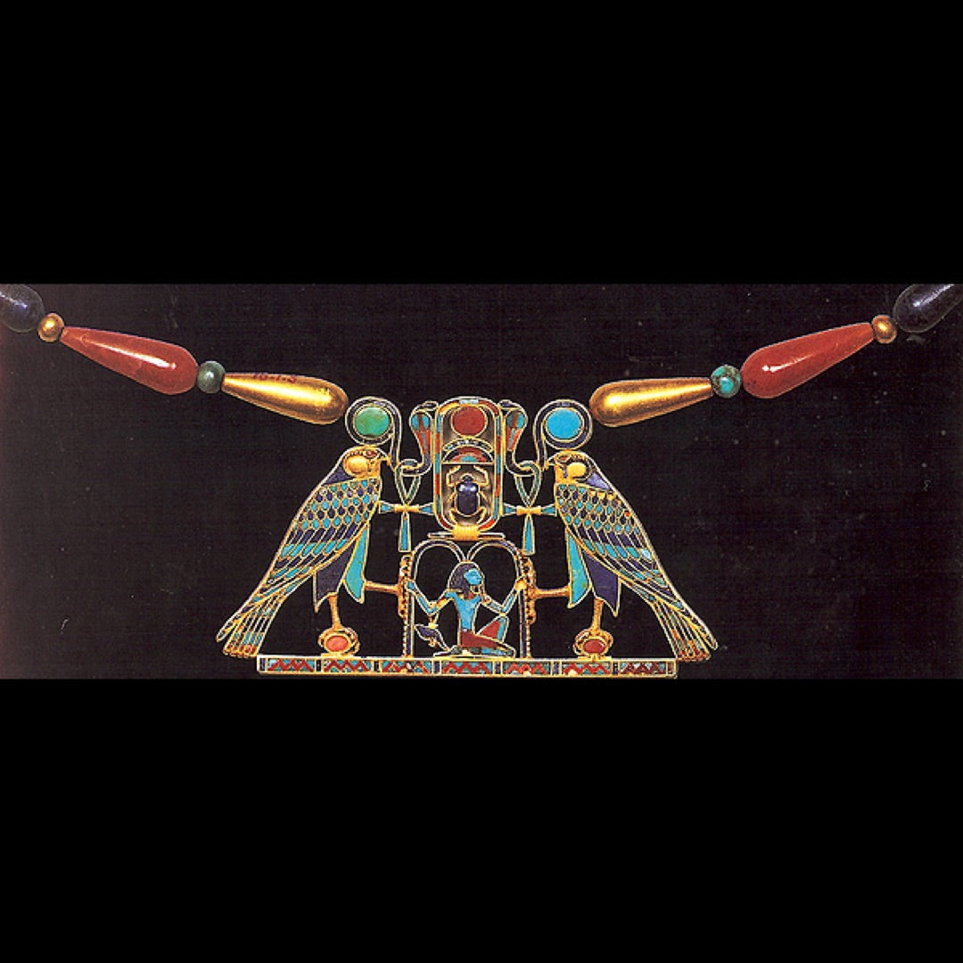 Ramses II pendant from tomb, Egyptian necklace with beads
