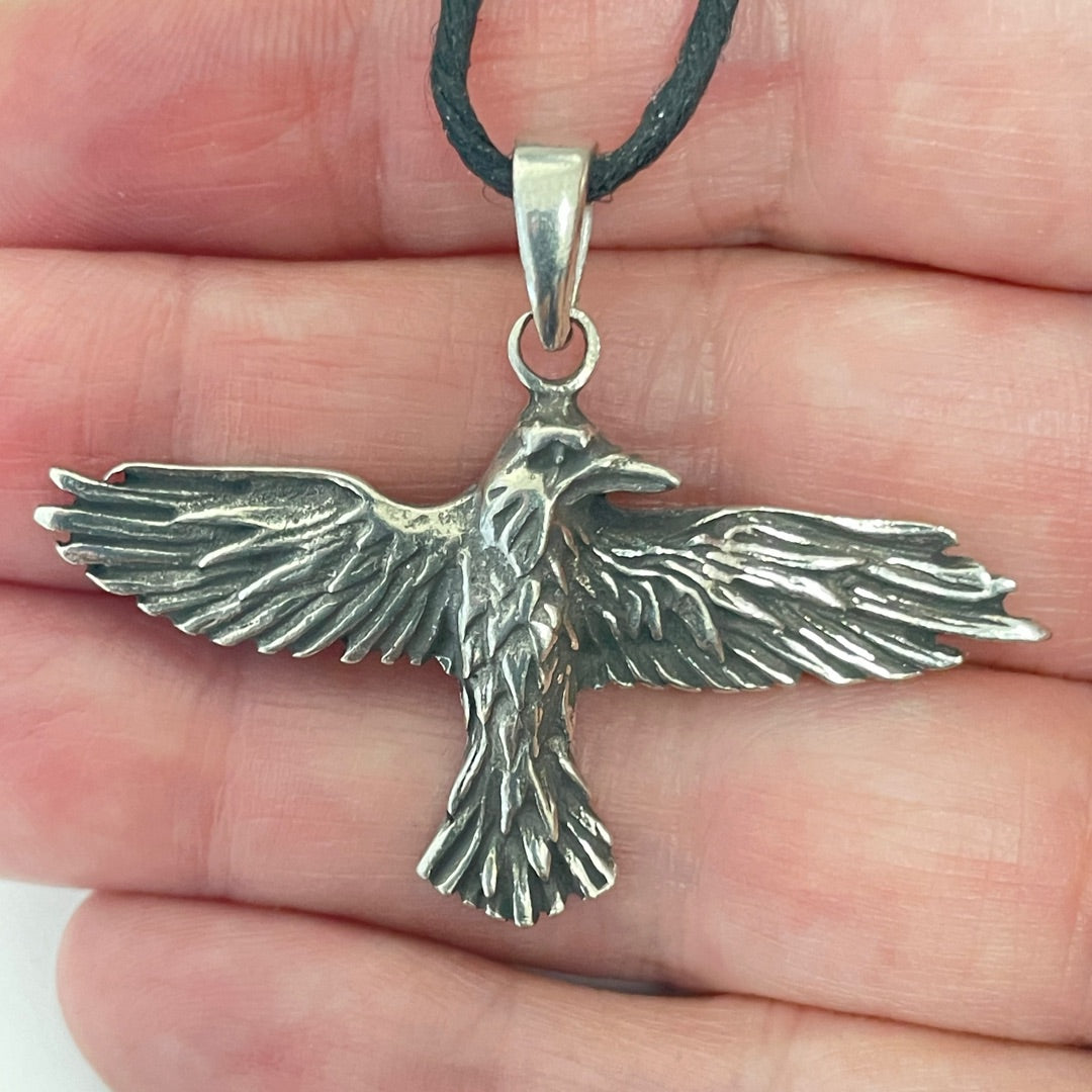 Raven Celtic Prophesy Morrigan Bird Pewter Pendant Charm Necklace - Museumize.com