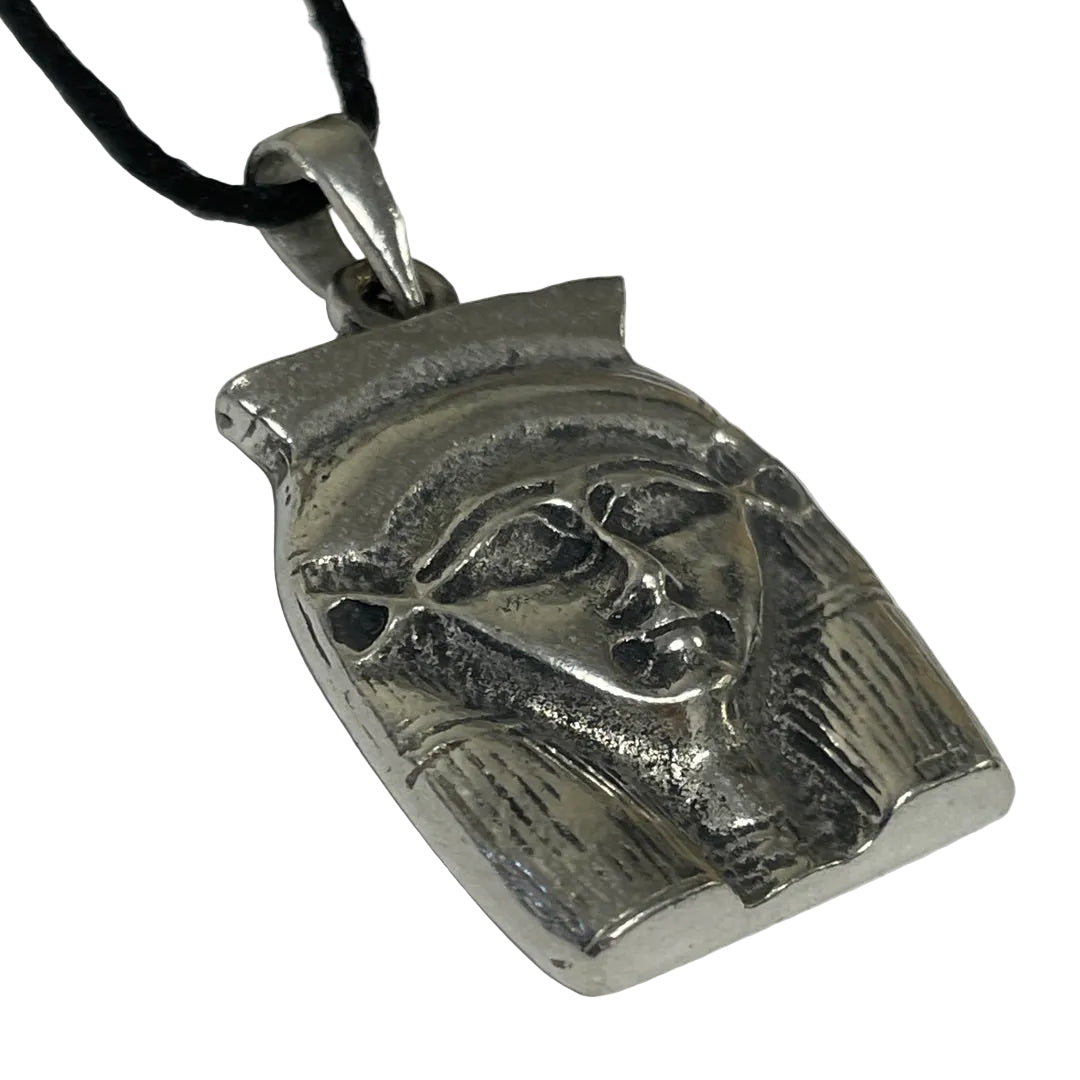 pewter face of goddess necklace with Hathor Egyptian goddess