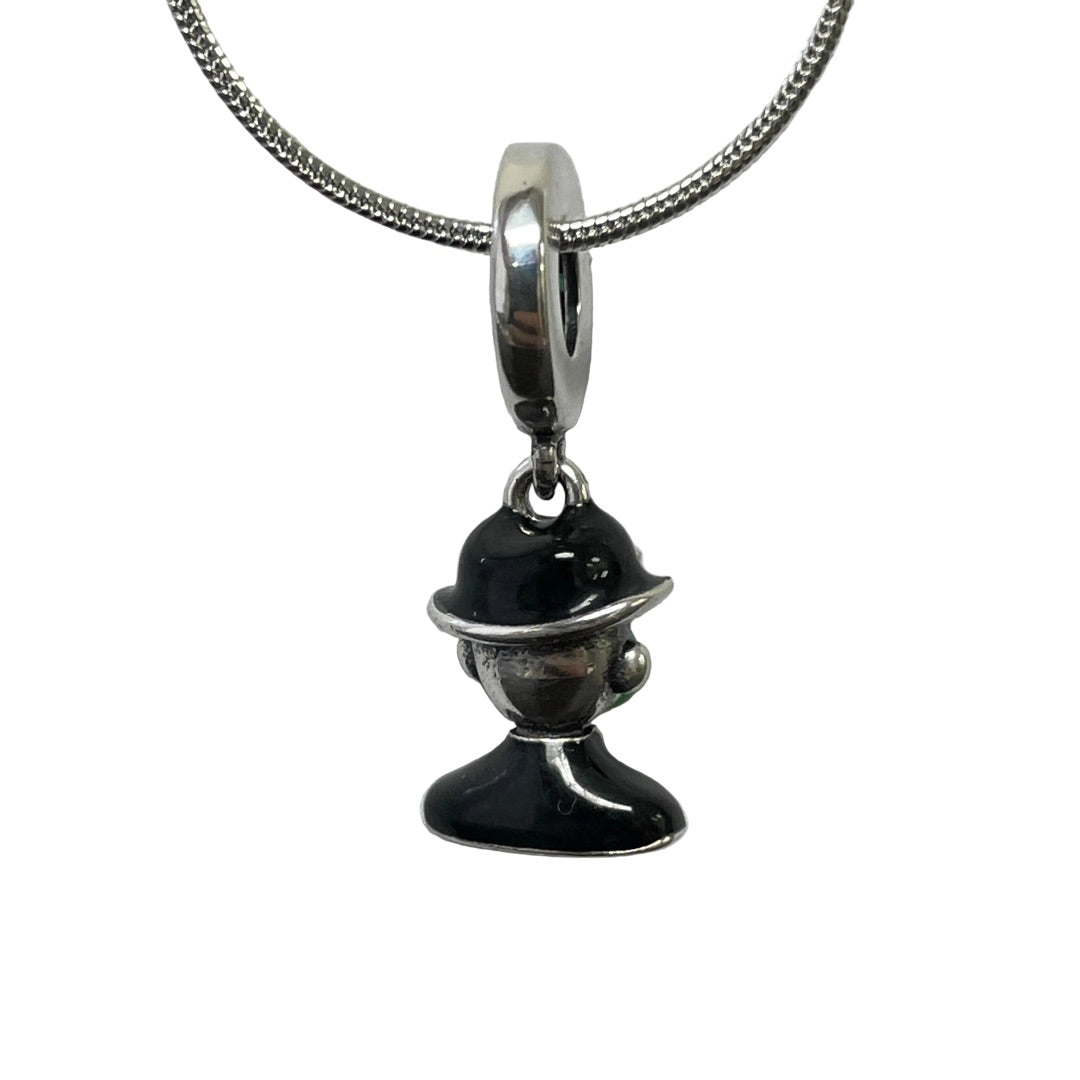 Back view of sterling silver Son of Man museum jewelry charm