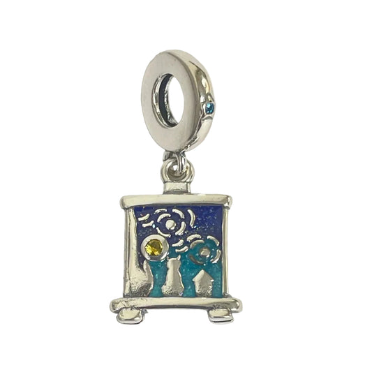 Van Gogh Starry Night charm bead with navy enamel and golden star details