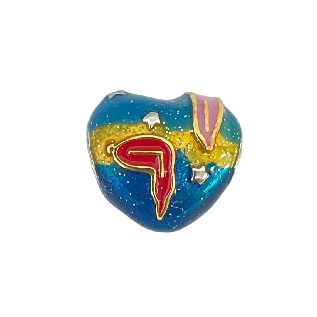 Melting Time Charm heart-shaped silver bead with colorful enamel details