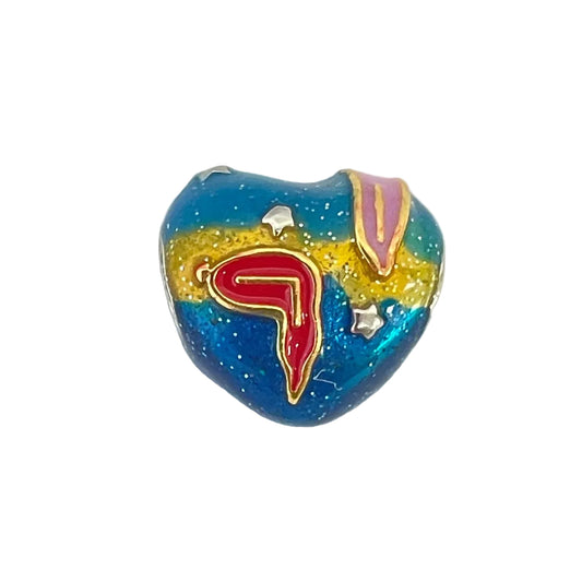 Melting Time Charm heart-shaped silver bead with colorful enamel details
