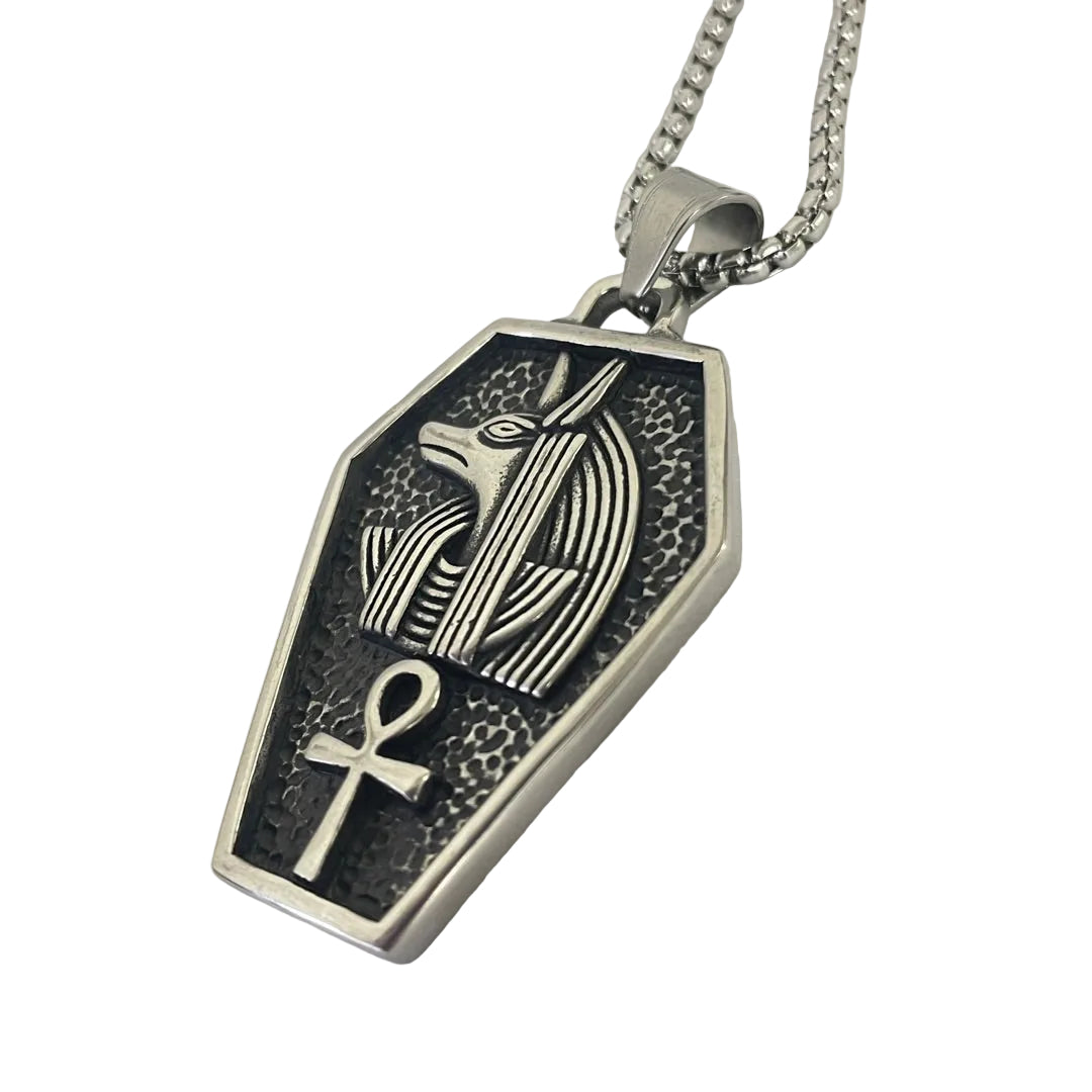 Anubis Ankh Coffin Shape Pendant Necklace