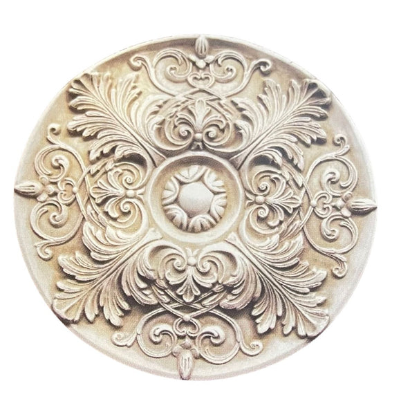 Wall Plaques - Round Curled Acanthus Leaves Fancy Wall or Ceiling Medallion 17.75L x 17.75W