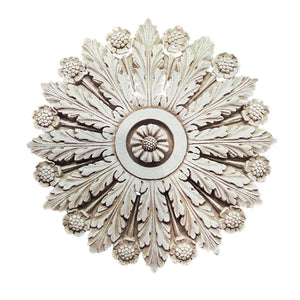 Wall Plaques - Round Flower and Acanthus Leaves Wall or Ceiling Medallion 18.75L x 18.75W