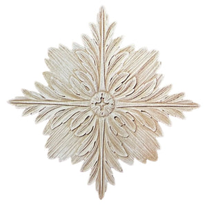 Wall Plaques - Leaves Cross Low Relief Square Wall or Ceiling Medallion 15H x 14.75W