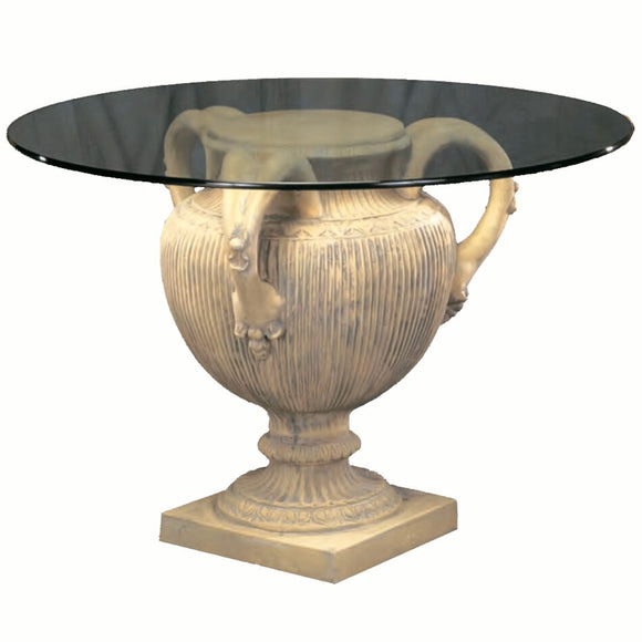 Ribbed Round Urn Three Handles Classical Dining Table Base 29H