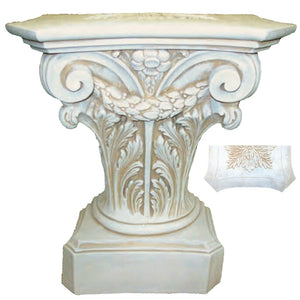 Corinthian with Swag Classical Column Wall Console Base 29.5H