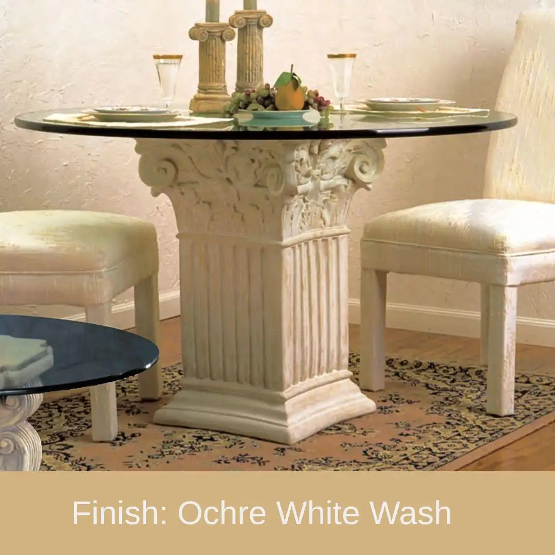 Square Fluted Classical Corinthian Dining Table Base 29H