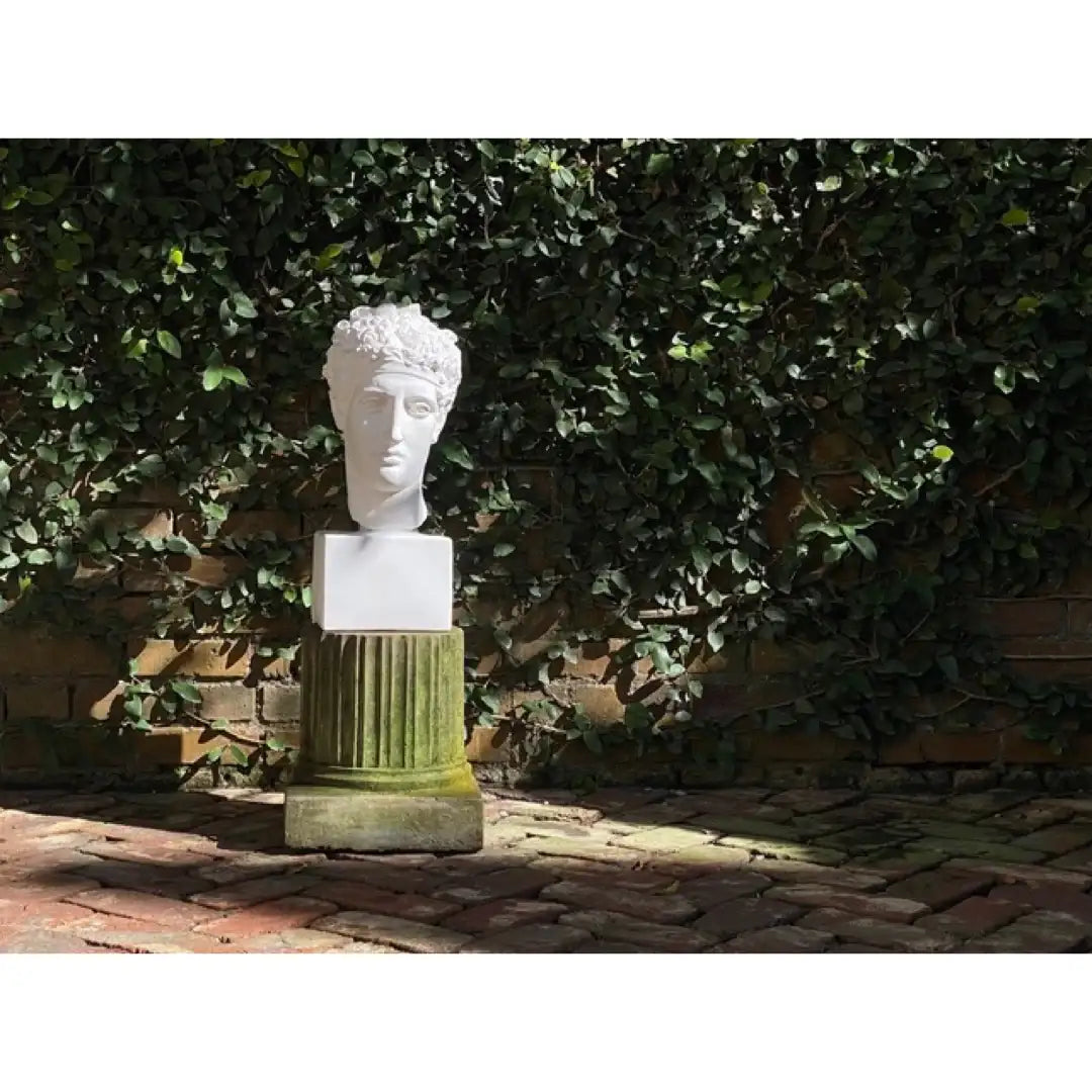 White plaster Perseus bust sculpture, 20 inch Greek Roman myth decor