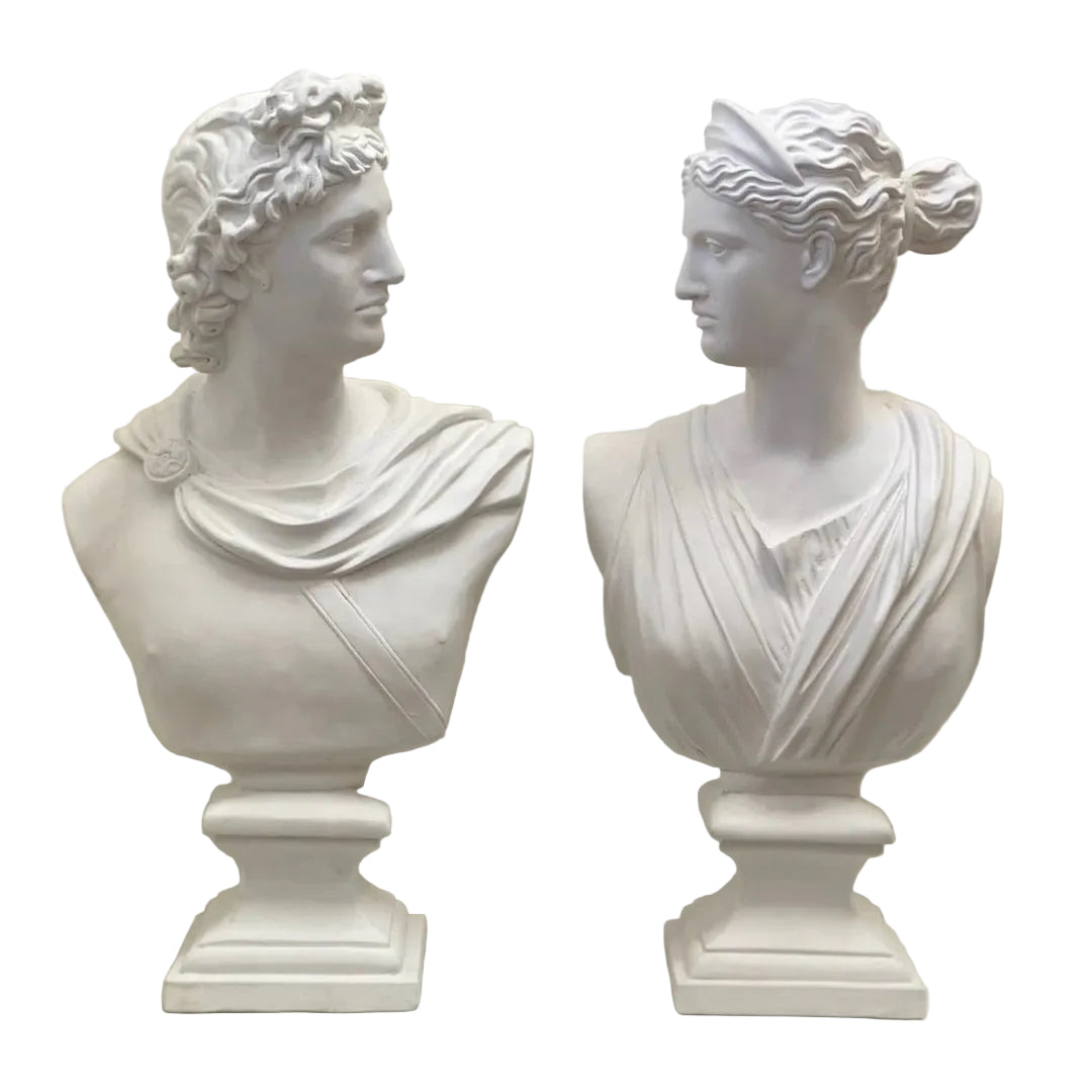 Apollo and Diana busts, pair of twins Greek Mythology 23 inches tall