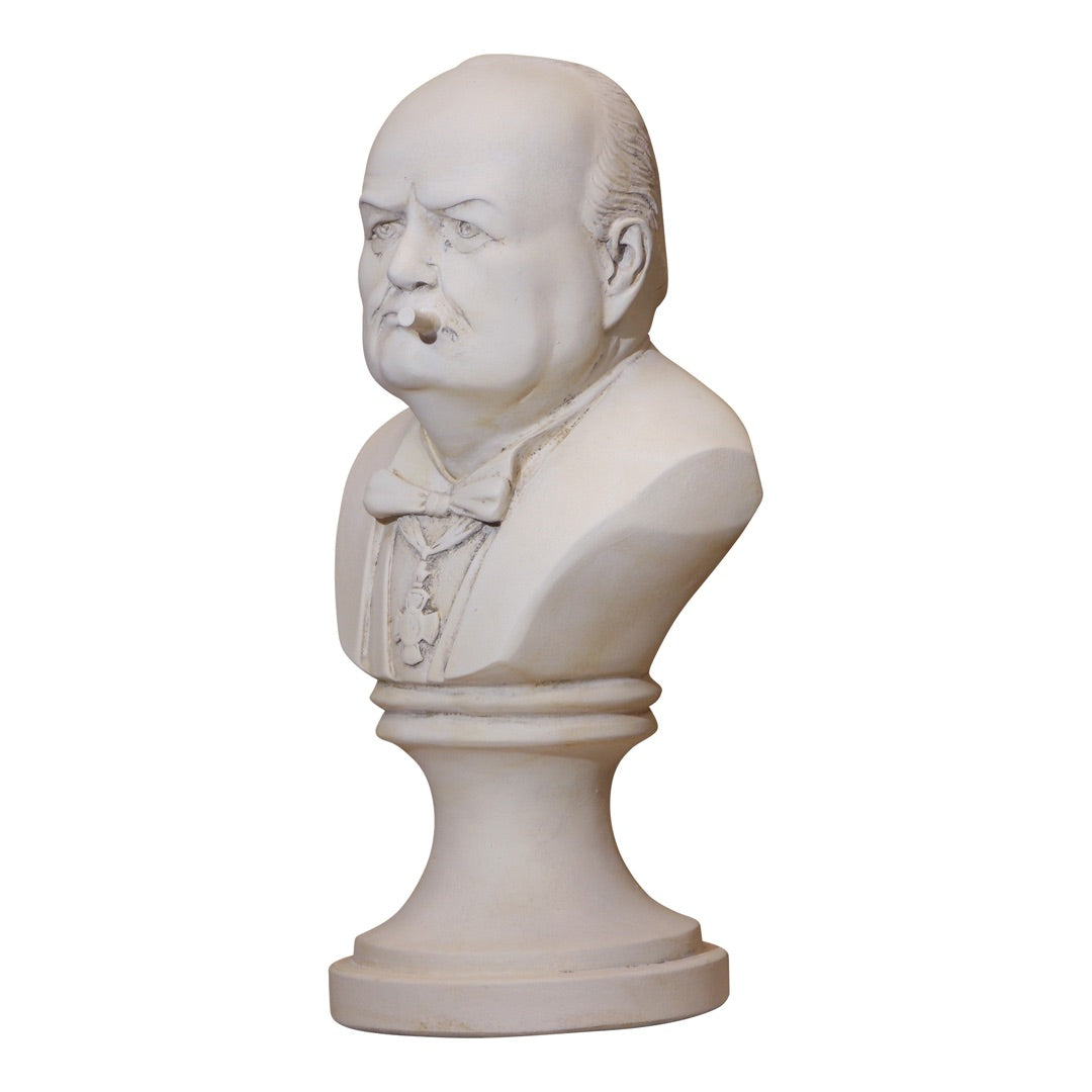 Bust of Winston Churchill with Cigar, Made in USA, Plaster