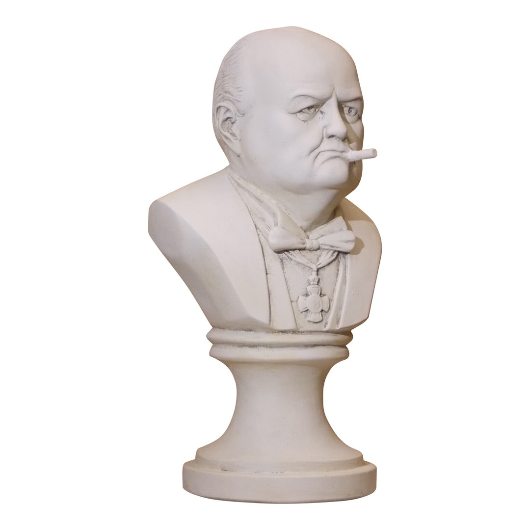 Bust of Winston Churchill with Cigar, Made in USA, Plaster