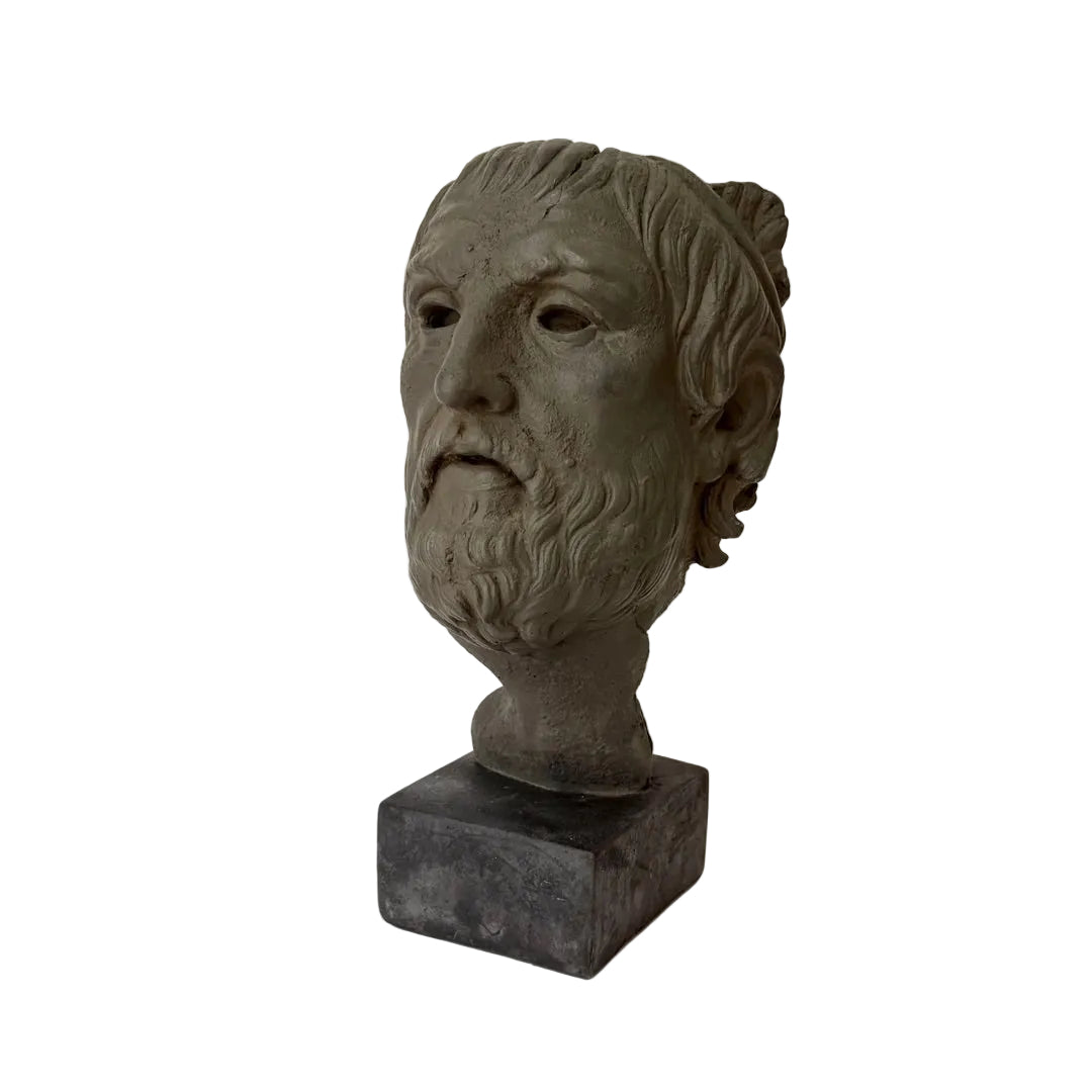 three quarter view homer bust, portrait of odyssey poet