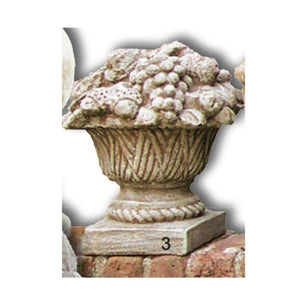 Garden Finial - French Country Fruit Basket Cement Lawn Ornament 11H