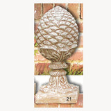 Garden Finial - Pineapple with Leaves on Square Base Cement Lawn Ornament 22H x 9W