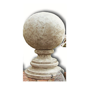 Garden Finial - Round Ball on Round Base Cement Lawn Ornament 15H