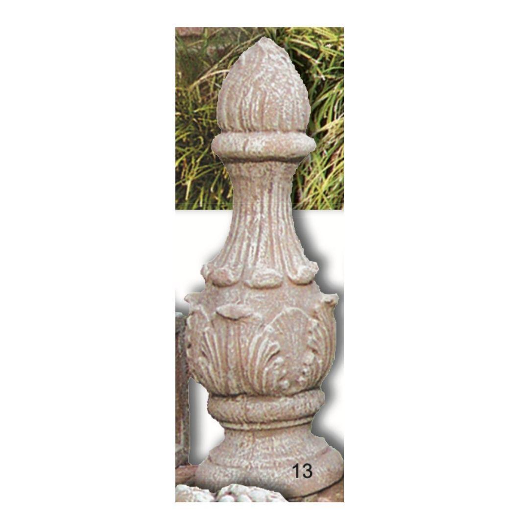 Garden Finial - Grenada Pointy Tall Ornate Cement Lawn Ornament 24H x 9W - Museumize.com