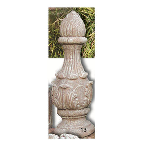 Garden Finial - Grenada Pointy Tall Ornate Cement Lawn Ornament 24H x 9W