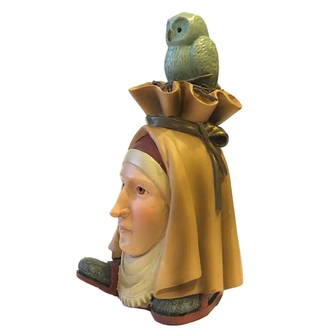 Hieronymus Bosch Headfooter 3D figurine with stylized face and owl detail