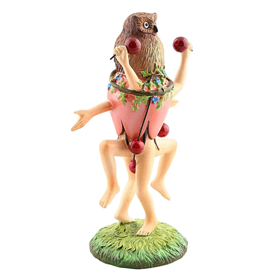 Bosch Owl Dancer statue with owl head and multiple legs inspired by Garden of Earthly Delights.