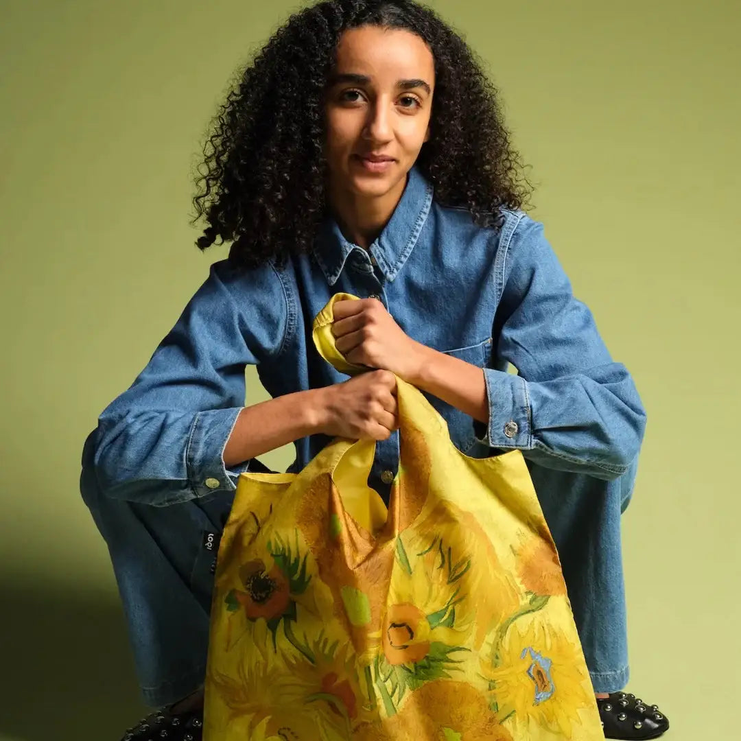 Recycled shopping tote featuring Van Gogh Sunflowers artwork