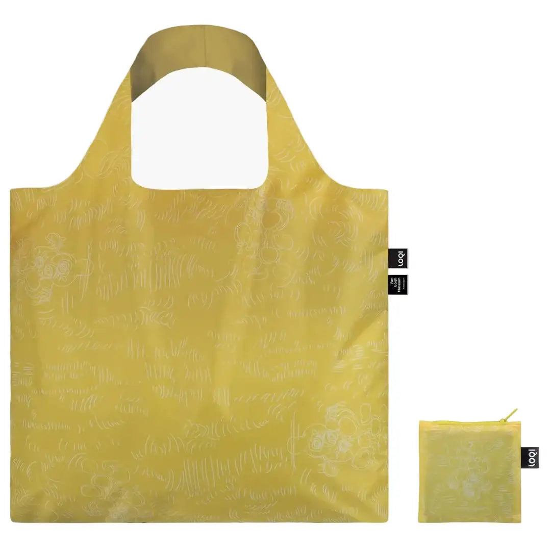 Back view Recycled shopping tote featuring Van Gogh Sunflowers artwork