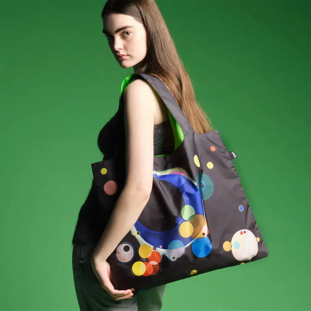 Recycled shopping tote featuring Wassily Kandinsky Several Circles